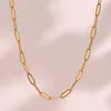 Necklace Earrings Set 2023 In Paper Clip Chain Necklaces PVD 18K Gold Plated Bracelets Stainless Steel Waterproof For Women