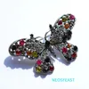 Broschen Retro Schmuck Strass Schmetterling Für Frauen Anti Silber Farbe Vintage Hohl Pin Damen Corsage Hochzeit Geschenke Ornament