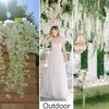 45-Zoll-Glyzinien-künstliche Blume, buschige Seidenrebe, Ratta, zum Aufhängen, für Hochzeit, Party, Garten, Grün, Büro, Wanddekoration