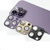 Luxury Aluminium Metal Camera Lens Screen Protectors för iPhone 14 13 Pro Max Mini 12 11 Rainbow Colorful Aviation Camera Film Fine Hole Mobile Films With Package
