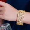 Bangle BeaQueen Luxury Big Gold Color African Style Jewelry For Women Wedding Shiny Cubic Zircon Open Adjustable Wide Cuff Bangles B273