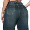 Pantaloni jeans da donna a gamba dritta Pantaloni casual in denim a vita media con bordo street style retrò 2024