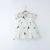 Mädchenkleider 2023 Baby süße kurzärmlige Oansatz Kleid Sommer Mode Stickerei Mesh Garn Kinder koreanische Art Prinzessin 6M-3T