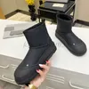 Botas femininas designer camurça couro tornozelo bota de neve de sola grossa tênis de lã de luxo inverno pele quente em sapato de couro botas de algodão antiderrapante