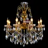 Vintage Crystal Chandelier Light Bronze Finished Antique Pendant Lingting Luxurious Brass Crystal Indoor Lamp Lustre Suspension Fixture MD8504 L8 D750mm H750mm