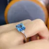 Pierścienie klastra KJjeaxcmy Fine Jewelry Natural Blue Topaz 925 Srebrny Trendy Trendy Women Wsparcie Pierścienia z pudełkiem z pudełkiem