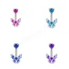 Papillon couleur vive strass ventre nombril anneau ventre barre nombril bijoux corps Piercing haltère corps Piercing bijoux