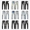 2024 Mens Jeans Designer Jean Moda Preto Rasgado Biker Slim Fit Bikers Denim Para Mens Calça Jeans Empilhados