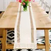 Bordslöpare Vlovelife Macrome Desktop Runner Natural Burlap Spliced ​​Cotton Bohemian Rural Family Wedding 230408