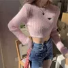 2023 Winter Women's Fur Top Designer Top Fashion Women's Sweater Short White Knit Women's Slim Fit Cashmere Pullover Sexy Fashion Party Street Dress Pink