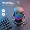 Microphones USB Microphone For Recording And Streaming On PC Mac Headphone Output Touch-Mute Button Mic With 3 RGB Modes A8