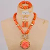 Necklace Earrings Set Fashion Nigerian Wedding African Jewelry White Coral Beads