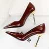 Robe chaussures femmes 7cm 10cm talons hauts pompes élégantes dame plus taille 34-43 mariage mariée stiletto talons bas fétiche fête bordeaux chaussures nues 231108