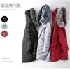 Kvinnor Down Parkas Duck Down Jacket For Women Real Silver Fox Päls krage 90 Vit Solid Color Thick Warm Coat Medium Långt Ny vinter 2023 ZLN231109