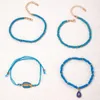 Bracelets de cheville bohémien, ensemble de bracelets de cheville en coquillage pour femmes et hommes, breloques de Style ethnique, perles en corde bleue, chaînes de pied géométriques multicouches, bijoux 24544