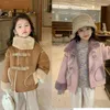 Jackets Kids Girls Jacket Korean Casual Suede Coats For Baby Boys Clothes Fleece Cotton Children 2-6 Yrs Toddler Outerwear