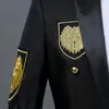 Mens Suits Blazers Gold Medal Embroidery Black Suit Blazer Men Double Breasted Military Jacket Stage Prom Show Singer Costume Homme XXL 231109