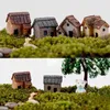 Décorations de jardin Garneck 4pcs miniature jardinage paysage micro village maisons en pierre cabanes au toit de chaume bricolage bonsaï ameublement pour fée