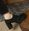 Klädskor Eagsity Cow Leather Classic Oxford Women Block Heel Round Toe Party Casual