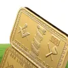 10pcs lot masons Masonic Challenge Coin Golden Bar Craft 999 Fine Gold Plated Clad 3D Design With Case Cover4614472