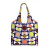 Sacs de courses carrés imprimés de fleurs, fourre-tout multi-épicerie pour femmes, Orla Kiely, sacs à main en toile à bandoulière de grande capacité