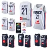 Selección nacional de Francia EuroBasket Camiseta de baloncesto 17 Vincent Poirier 7 Guerschon Yabusele 4 Thomas Heurtel 10 Evan Fournier Rudy Gobert 0 Elie Okobo Impreso en 2022