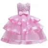 Girl's Dresses Kids Elegant Pearl Cake Princess Dress Girl Dresses For Wedding Evening Party Brodery Flower Girl Dress Girl Clothes 230408