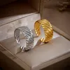 Anelli a grappolo DIEYURO Anello aperto a spirale in acciaio inossidabile 316L color oro per le donne Gioielli per ragazze semplici Regali di compleanno per feste di moda Bague