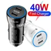 سريع الشحن السريع 40 واط مزدوج USB C PD Car Charger Auto Auto Power Adapters لأجهزة iPad iPhone 13 14 15 Pro Max Samsung Tablet M1 مع صندوق البيع بالتجزئة