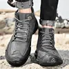 Boots Non-Slip Men's Real Leather Ankle Spring Autumn Mens Shoes Fashion Casual Walking Men Genuine Hiking