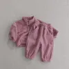 Conjuntos de roupas 2 pçs inverno bebê conjunto de alta qualidade crianças manga longa cor sólida camisola sweatpants criança roupas pescoço esportes terno