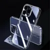 Custodia sottile trasparente in vetro 9H per iPhone 15 Pro Max 14 13 Cover rigida antigialla