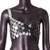 Débardeurs pour femmes Mode Wome Sequin Crop Top Tenues Costume de danse du ventre Bling Strass pour Clubwear Halloween Rave Festival