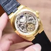 Vacherx Constantins Automatic Flywheel Fully Watch Men's Mechanical Watch Sapphire Mirror Cowhide Strap Best Design Hollowed Out Dial Elegant Luxurious