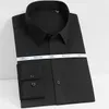 Men's Dress Shirts Classic Non-iron Silky Bamboo-fiber Pocketless Comfortable Long Sleeve Standard-fit Formal Business ShirtMen's