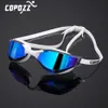 Schwimmbrillen COPOZZ Professionelle wasserdichte Beschichtung Klare Doppel-Antibeschlag-Schwimmbrille Anti-UV-Männer Damen Brillen Schwimmbrille mit Etui P230408