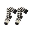 Chaussettes pour hommes 1 paire et bas mi-hauts mi-hauts pour femmes British Plaid Automne Hiver Coton