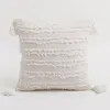 Pillow Four-corner Fringed Cotton And Linen Cut Flowers American Country Pillowcase Simple Solid Color