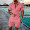 Männer Trainingsanzüge Mode Zip Polo Sweat Anzüge Männer Zwei Stück Shorts Set Outfit Sommer Trainingsanzug Sweatsuit Ropa Conjuntos Para hombres