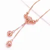 Pendant Necklaces 14K Plated Russian 585 Purple Gold Necklace Rose Round Ball Tassel Set Chain Collar Fashion Jewelry For Women