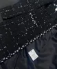 2023 Sonbahar/Kış Yeni Siyah Ekose Dokuma Yorgan V Yağ Uzun Kollu A-Line Mier Elbise Kadınlar Orta Uzunluk Etek