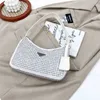 2024 New luxury high quality handbag underarm with diamond Rhinestone red style satchel saddle