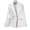 Abiti da donna Blazer da donna Autunno Inverno Patchwork Rosa Bianco Ufficio da donna Business Giacca da lavoro Cappotto Doppio bottone Top formale femminile