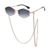 Óculos de sol moda vintage mulheres com corrente pequena moldura óculos de sol meninas senhoras na moda designer óculos uv400