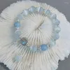 Strand meisjes en dames sieraden accessoires maanlicht kristal armband opaal aquamarijn licht luxe blad vlinder elastiek