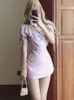 Work Dresses Pink Sweet Kawaii Two Piece Set Women Korean Fashion Party Mini Dress Female Bow Lace Tops Cute Princess Suit 2023
