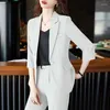 Calças femininas de duas peças primavera verão único botão blazer casacos e lápis calça terno formal mulheres senhoras negócios escritório trabalho desgaste magro 2