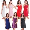 Kvinnors sömnkläder grossistkvinnor Satin Nightgown Lady Sexig spaghetti rem nattklänning Fe Slest Sleepwear Plus Size 3XL 4XL Nightwearl231109