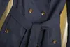 Gabardina estilo inglés a la moda clásica para mujer, chaqueta larga de doble botonadura de calidad de marca/gabardina delgada bordada S-XXL