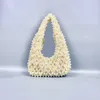 Evening Bags Women's Vintage Ins Pearl Rhinestone High Quality Ladies Handbag Handmade Beaded Knitted Commuter Underarm Shoulder Bag